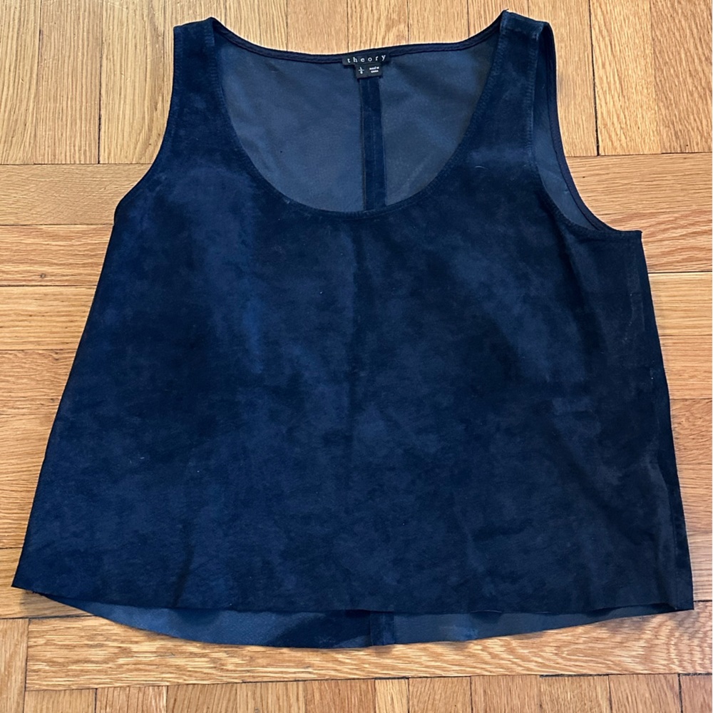 Theory Navy Blue Suede Tank Top A-Line L quiet Luxury